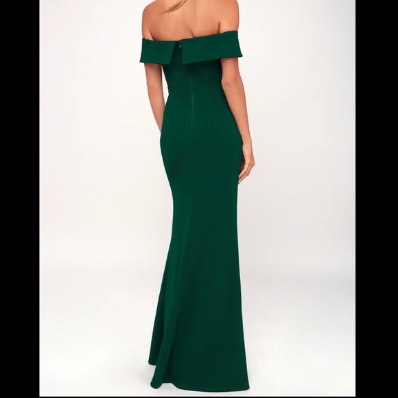 Lulu’s Aveline Forest Green Off-the-Shoulder Maxi Dress - Picture 2 of 9